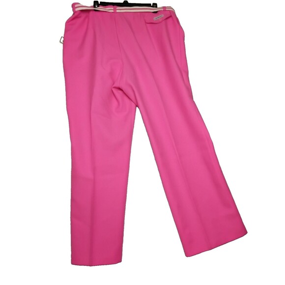 VINTAGE Laurente Pants Womens 42 Pink Elastic Waist Pull On w/ striped bel USA - Picture 2 of 10